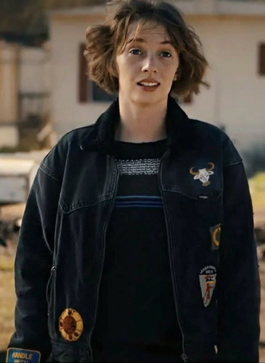 Maya Hawke Stranger Things Robin Buckley Denim Black Jacket