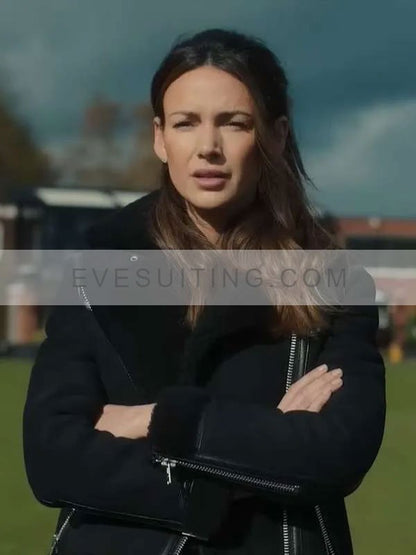 Maya Stern Fool Me Once 2024 Black Shearling Jacket