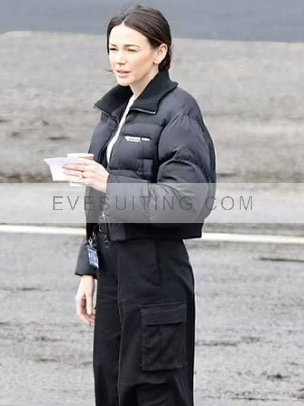 Maya Stern Fool Me Once 2024 Michelle Keegan Black Puffer Jacket