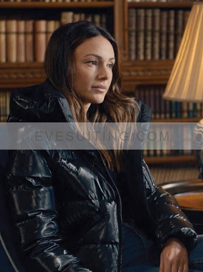 Maya Stern Fool Me Once S01 Michelle Keegan Black Puffer Hooded Jacket