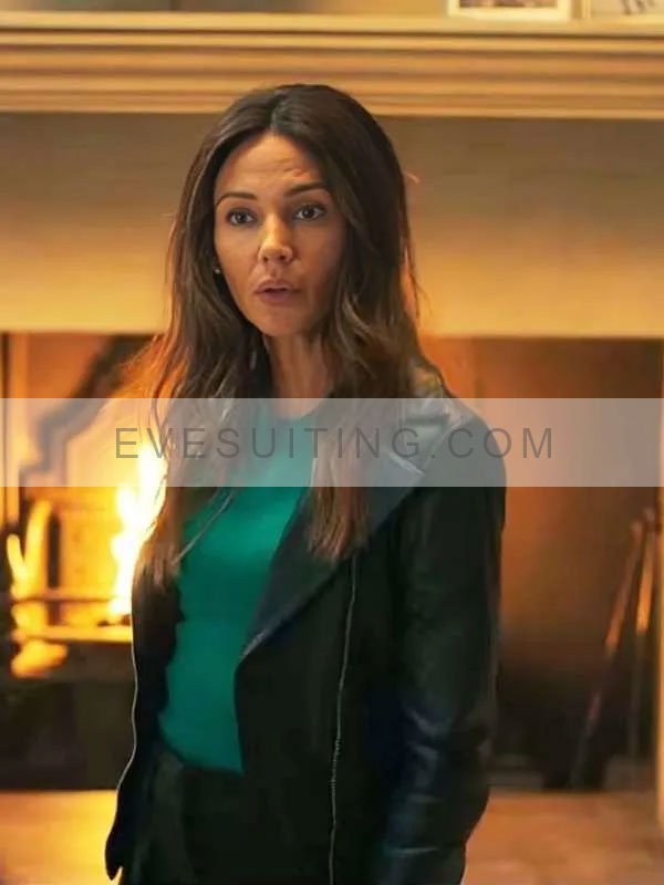 Maya Stern Fool Me Once Season 1 Michelle Keegan Black Biker Leather Jacket