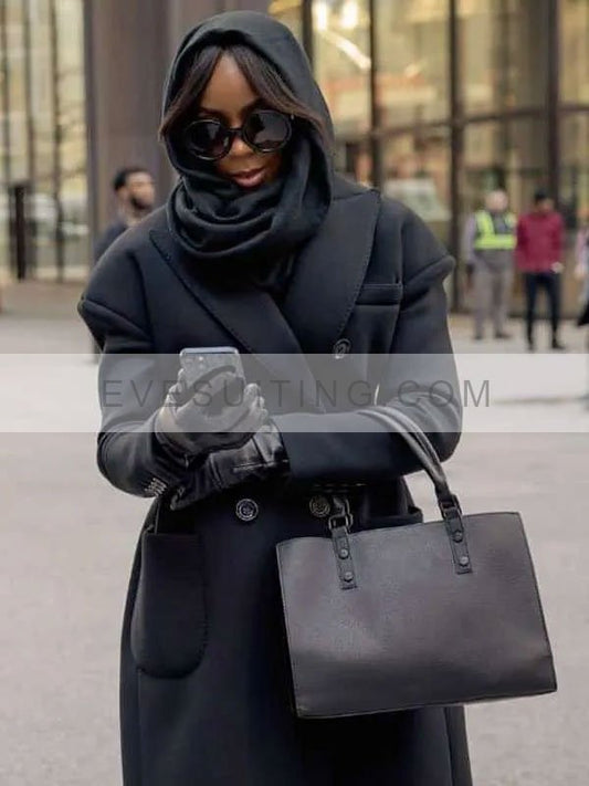 Mea Culpa 2024 Kelly Rowland Black Wool Coat
