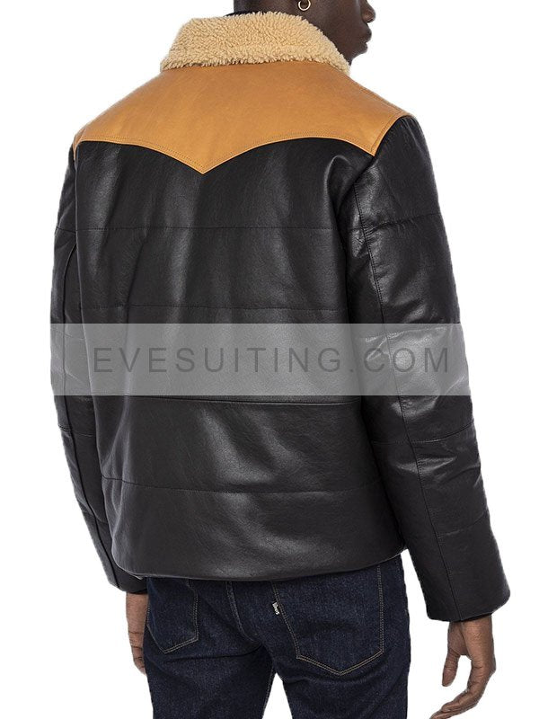 Men Modern Look Leather Puffer Jacket