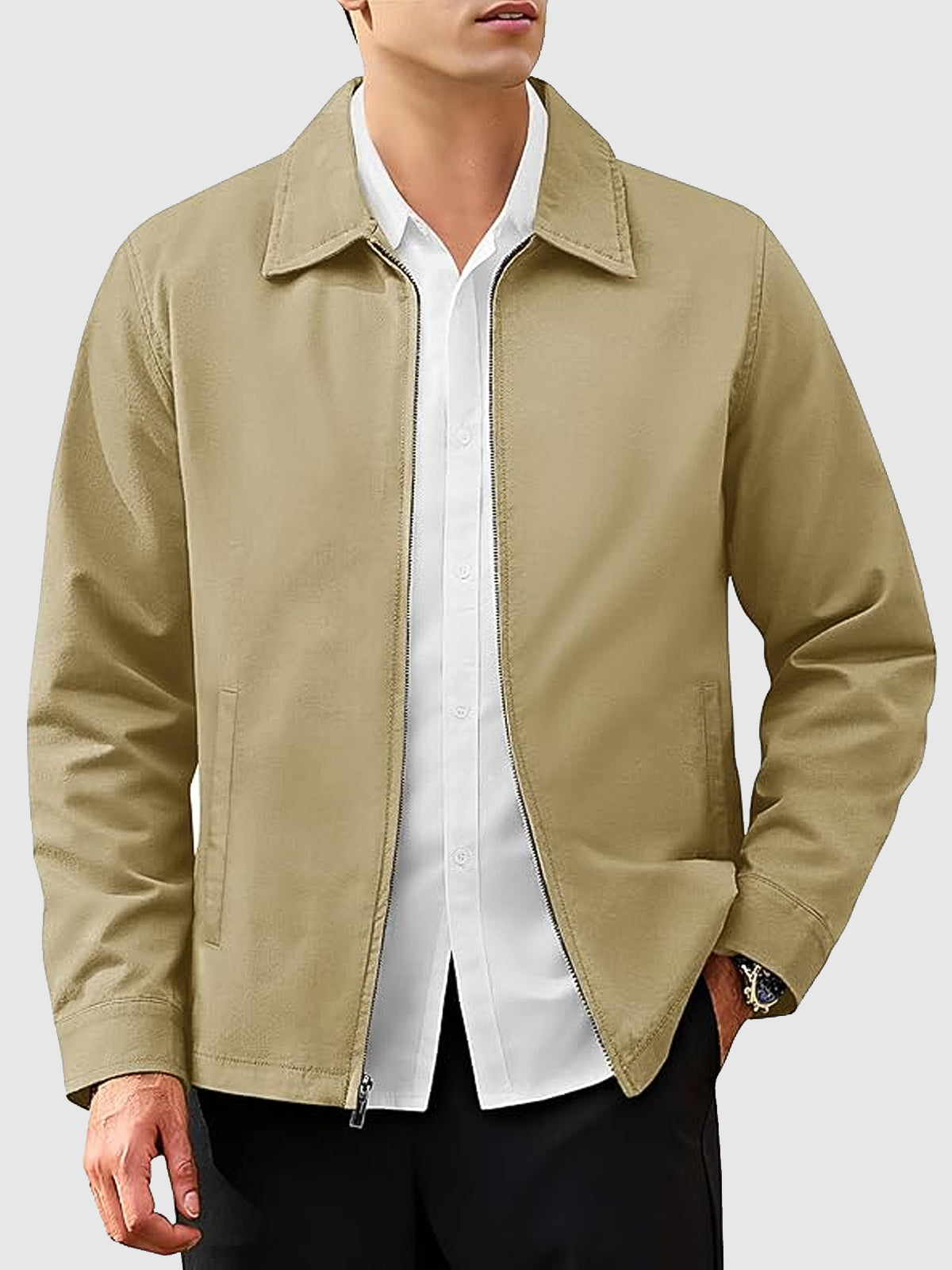 Men's Lightweight Windbreaker Khaki Jacket