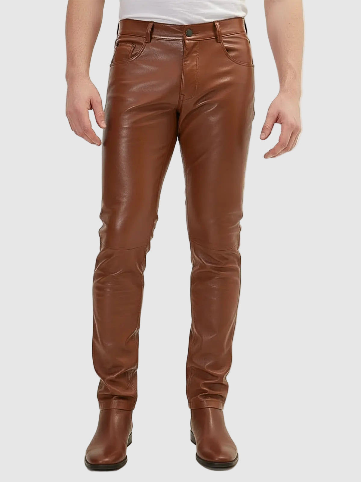 Mens Biker Brown Leather Pant