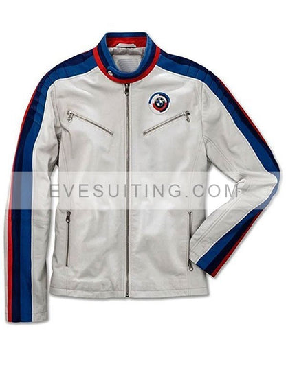 Mens BMW White Leather Biker Jacket