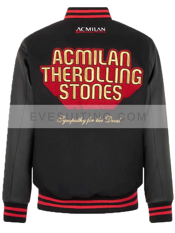 Men's Black Ac Milan X Rolling Stones Varsity Jacket