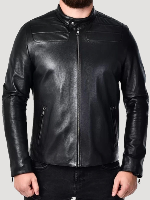 Men's Black Genuine Leather Biker Motorcycle Jacket