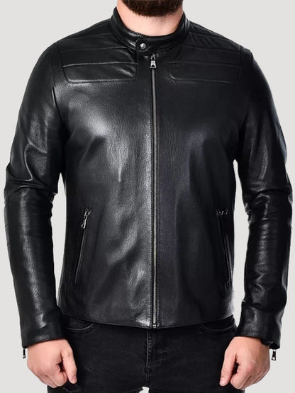 Men's Black Genuine Leather Biker Motorcycle Jacket