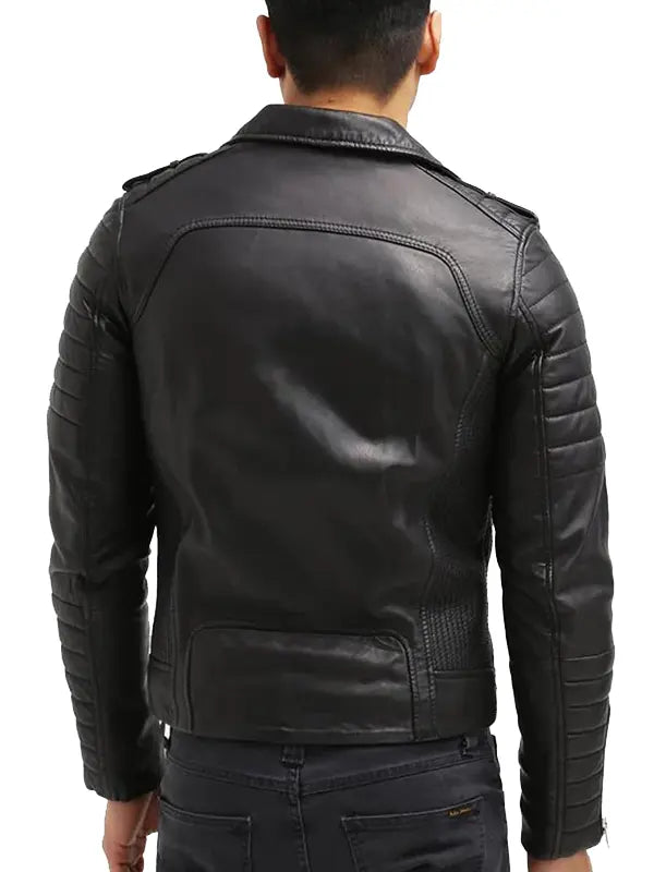 Men’s Black Leather Biker Jacket