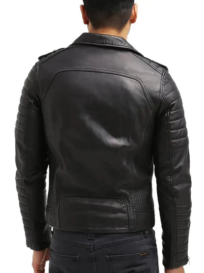 Men’s Black Leather Biker Jacket