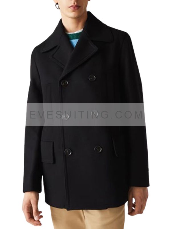 Men's Black Wool Peacoat