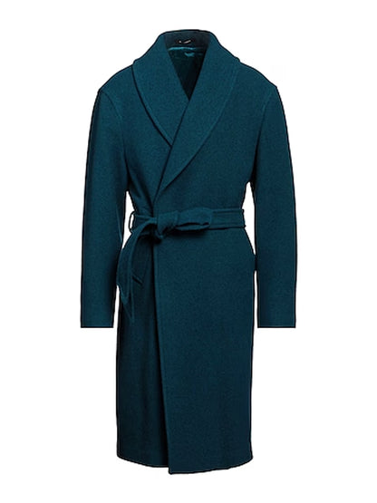 Men's Blue Shawl Wrap Coat