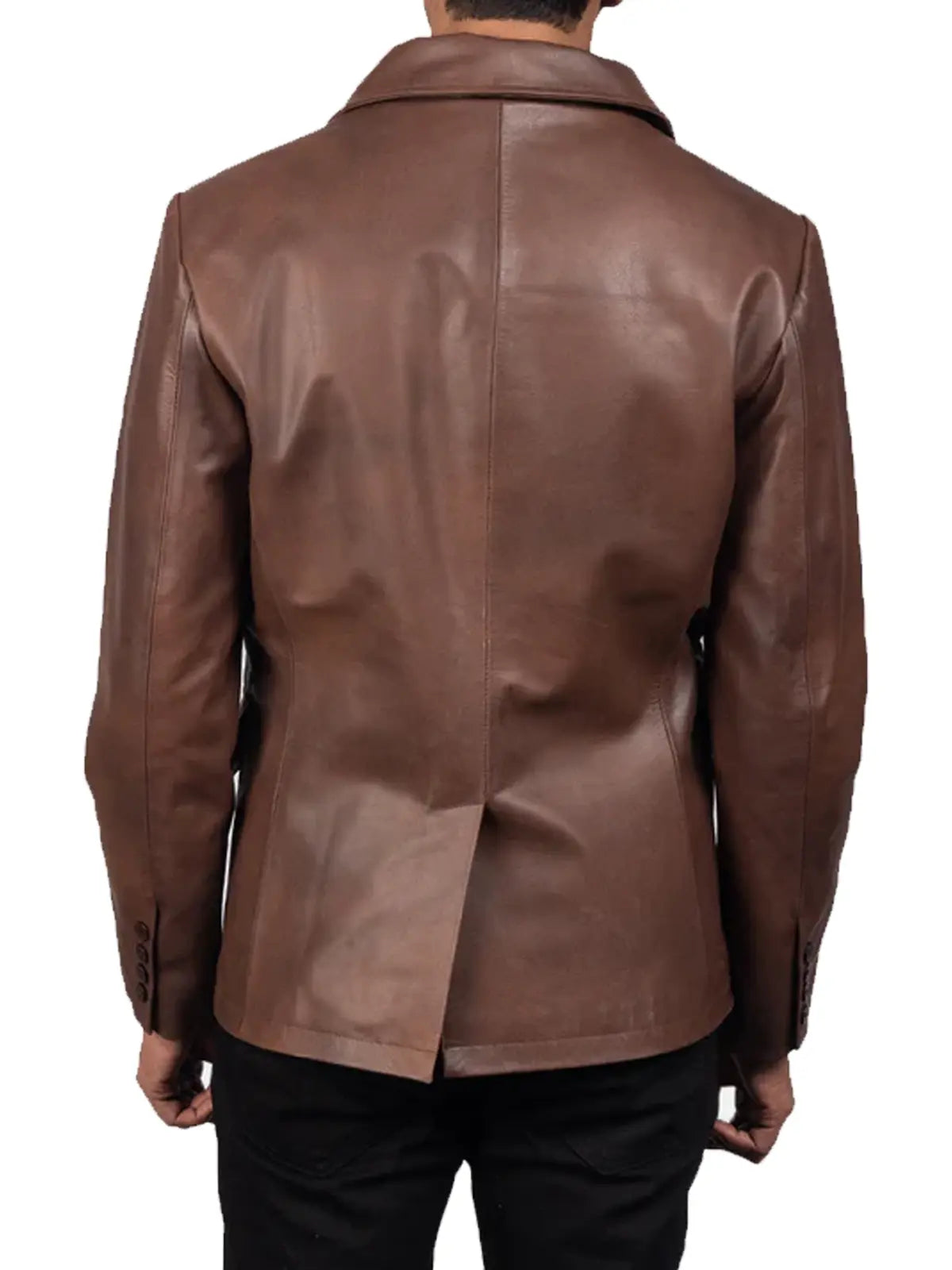 Men's Brown Leather Naval Peacoat