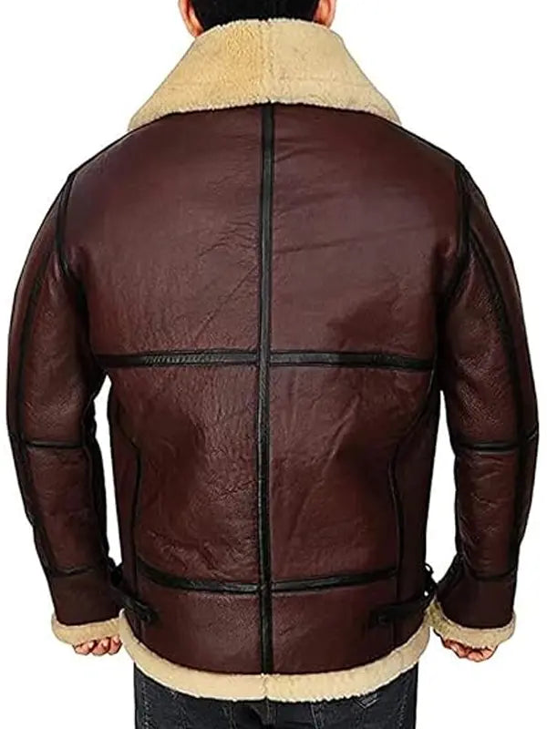 Men's Brown Shearling Bomber Leather Jacket
