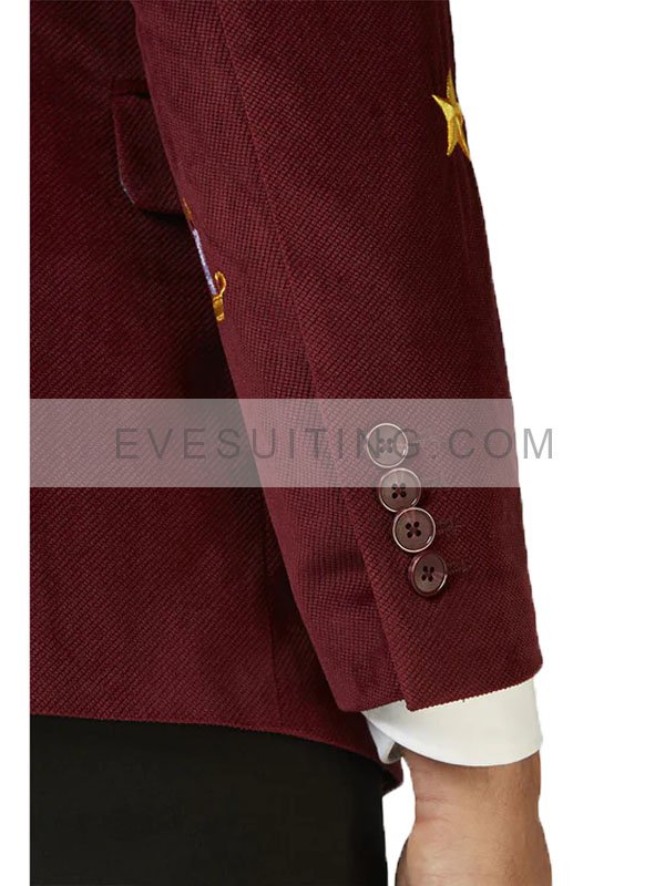 Men's Christmas Burgundy, Blue And Black Blazer