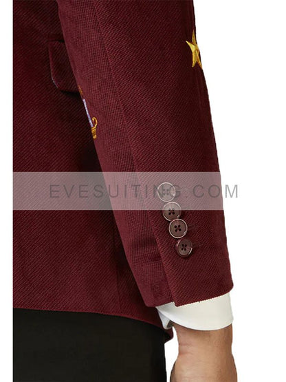 Men's Christmas Burgundy, Blue And Black Blazer