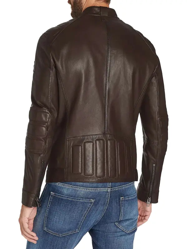 Mens Dark Brown Cafe Racer Leather Jacket