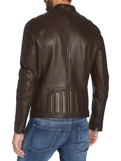 Mens Dark Brown Cafe Racer Leather Jacket