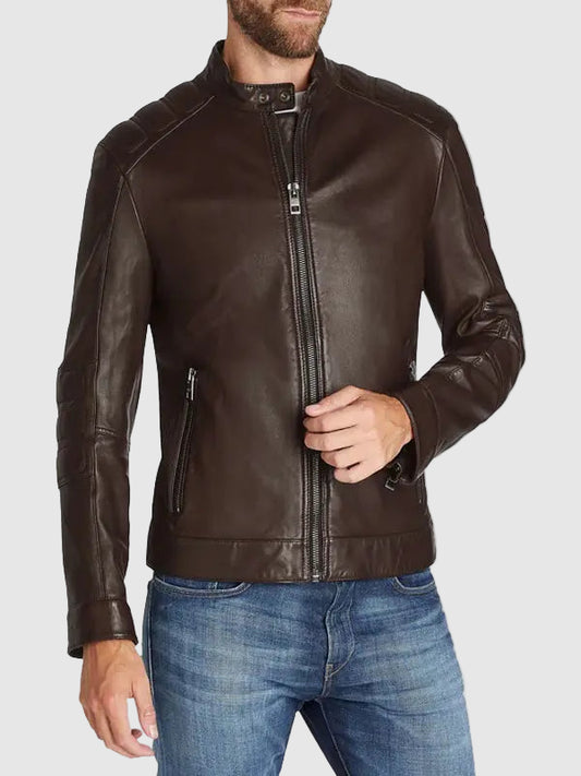 Mens Dark Brown Elegant Style Leather Jacket