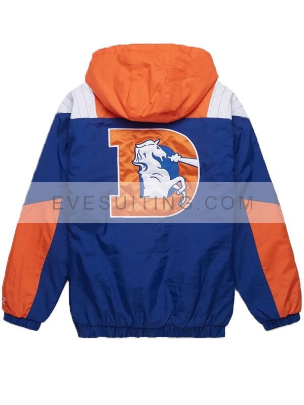 Men's Denver Broncos Hooded Orange and Blue Jacket