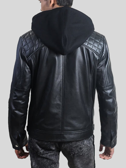 Men’s Diamond Black Leather Jacket