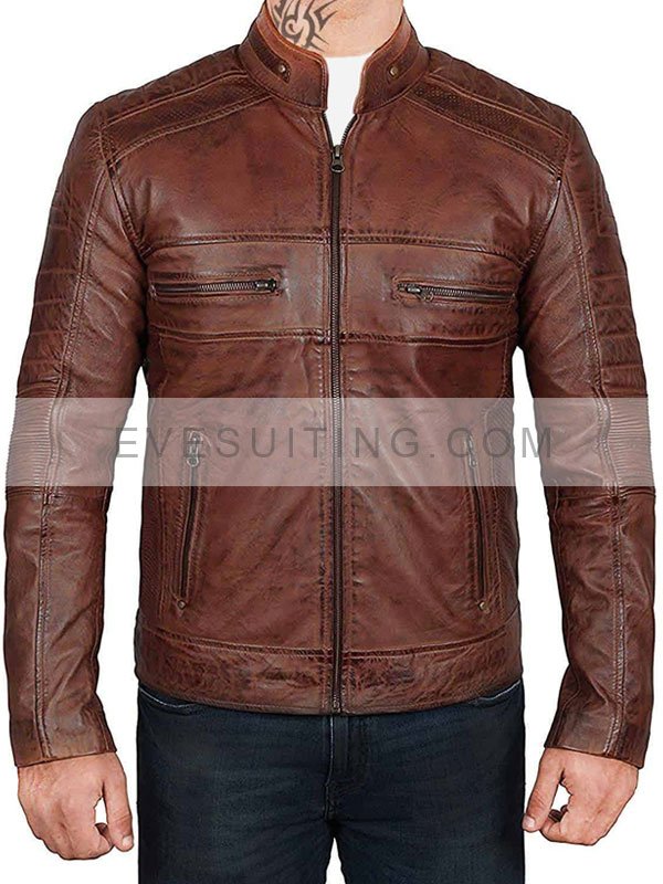 Men's Distressed Biker Jacket