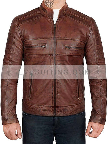 Men's Distressed Biker Jacket