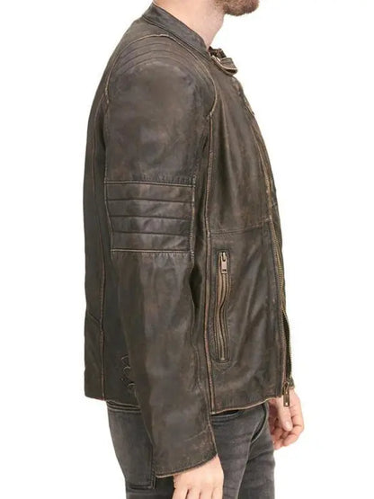 Mens Distressed Brown Leather Jacket