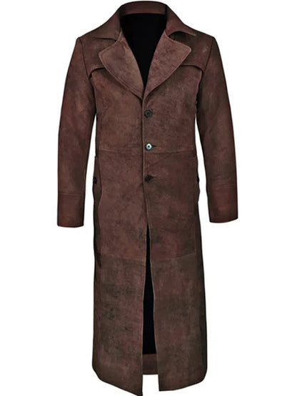 Men's Duster Sheepskin Leather Trench Coat