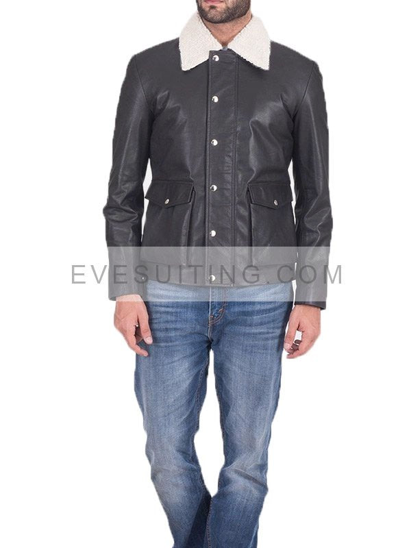 Mens Flap Pockets Leather Jacket