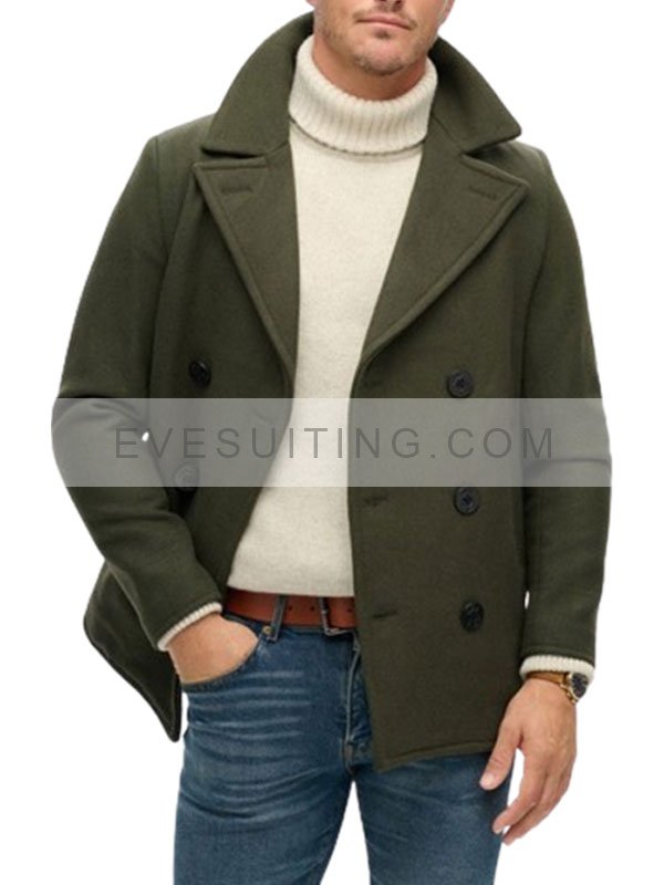 Men's Green Wool Peacoat