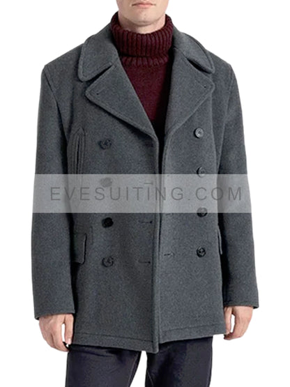 Men's Grey Wool Peacoat