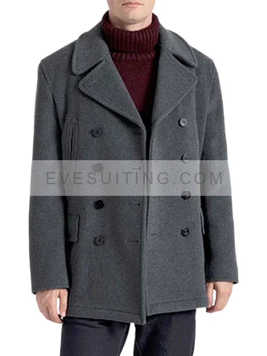 Men's Grey Wool Peacoat
