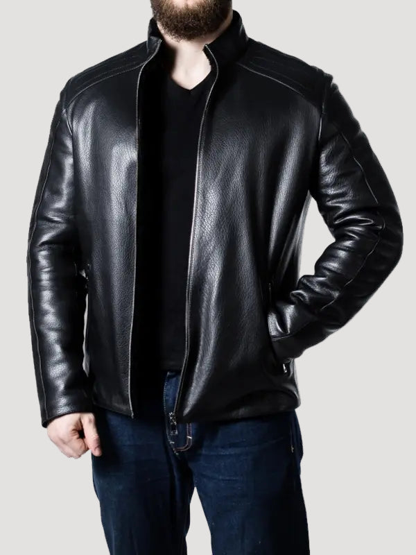 Men's Handcrafted Black Leather Biker Jacket