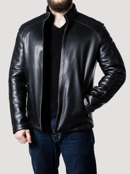 Men's Handcrafted Black Leather Biker Jacket