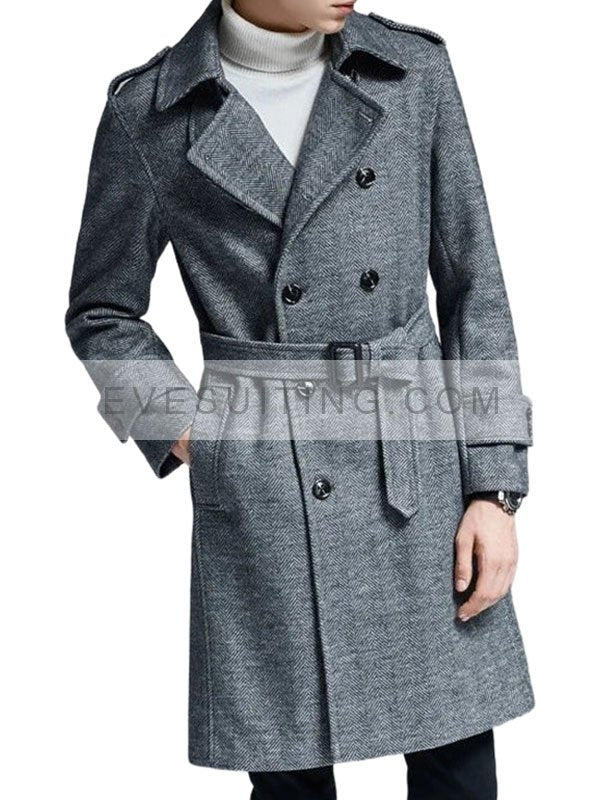 Men's Herringbone Trench Coat