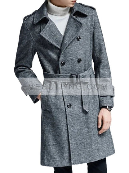Men's Herringbone Trench Coat