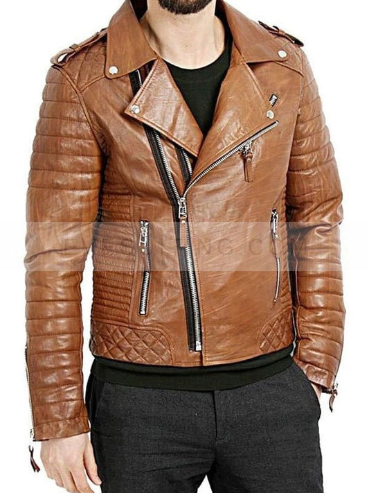 Mens Kay Michael Boda Skins Biker Leather Jacket