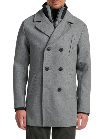 Men's Light Grey Wool Peacoat