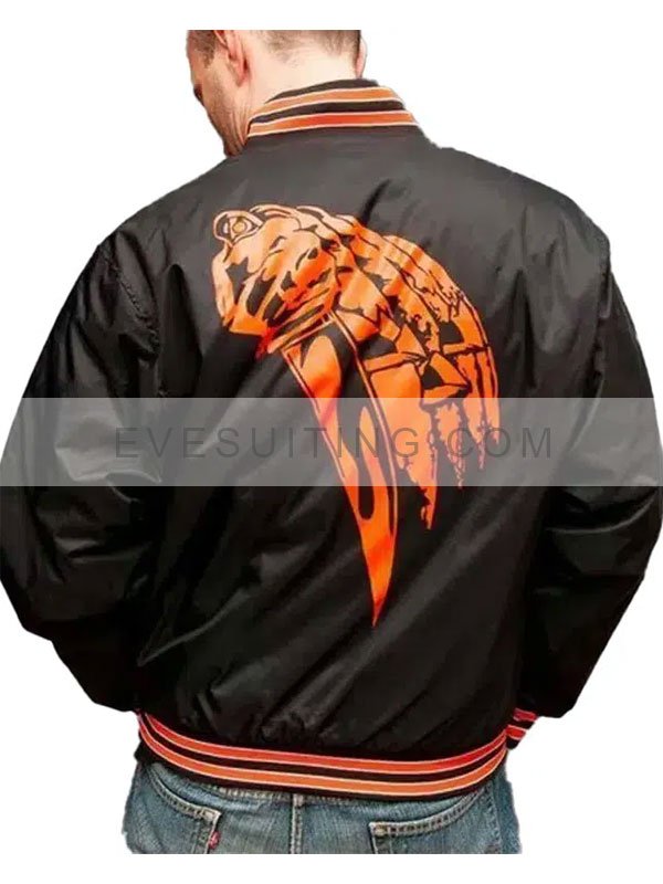 Men's Nylon Halloween 78 Black Bomber Letterman Jacket