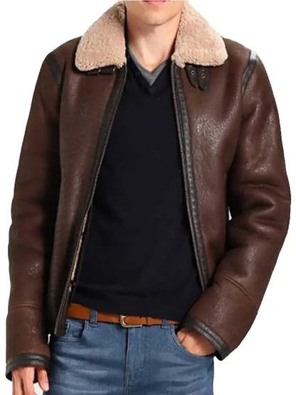 Men's Premium Brown Aviator Leather Jacket 