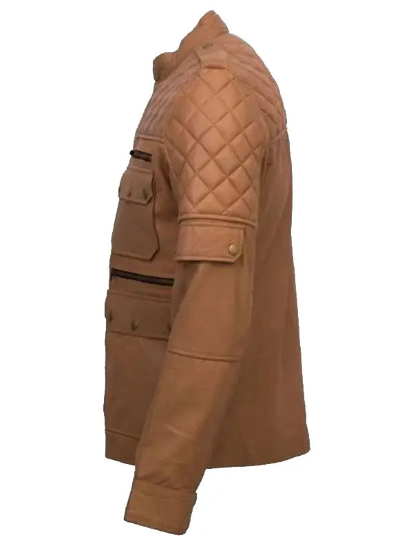 Mens Quilted Brown Leather Jacket