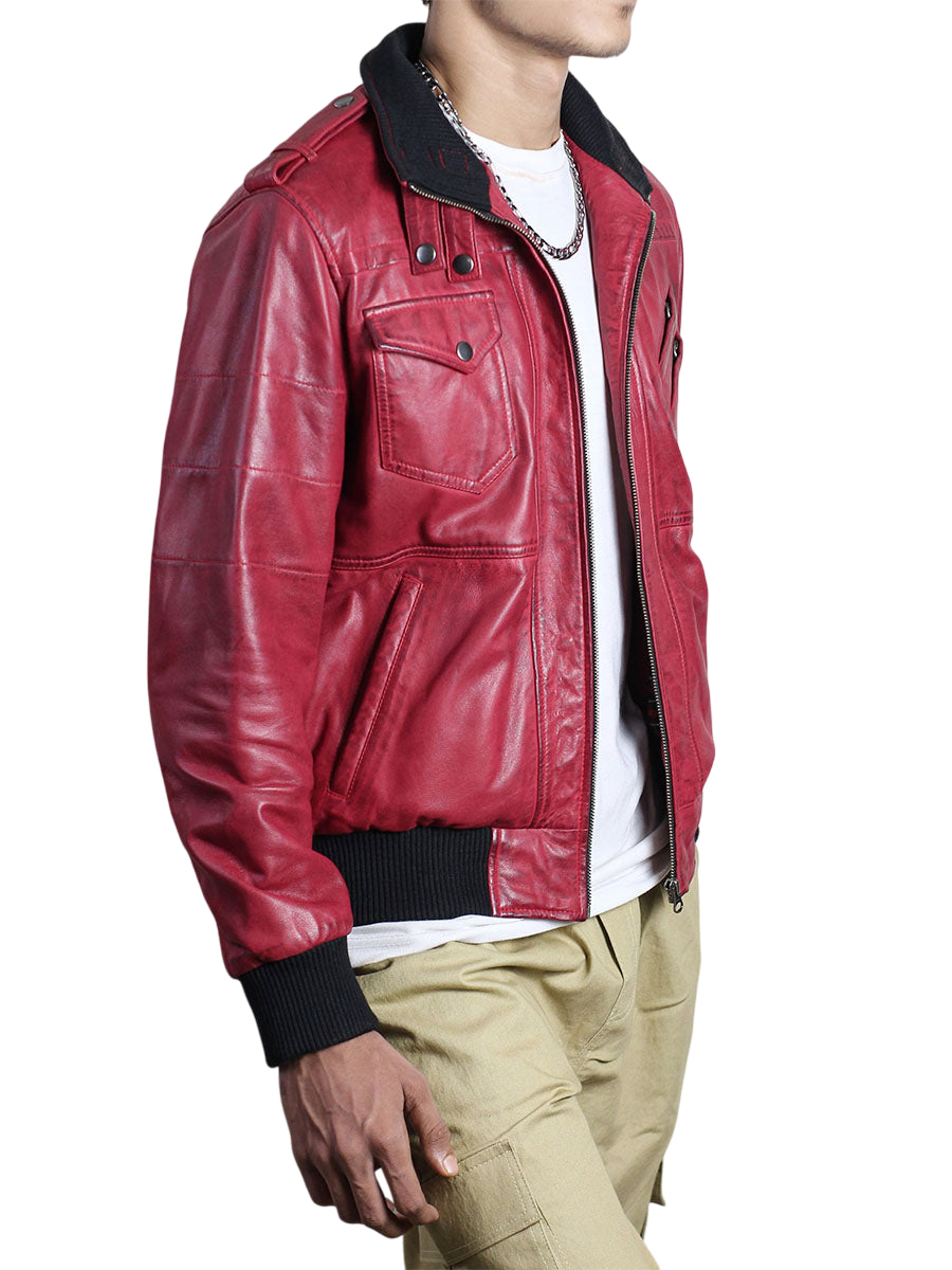 Men’s Red Hooded Bomber Jacket