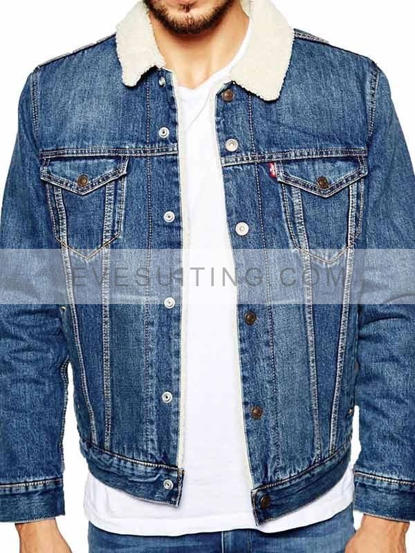 Riverdale Cole Sprouse Shearling Blue Denim Jacket For Men's 