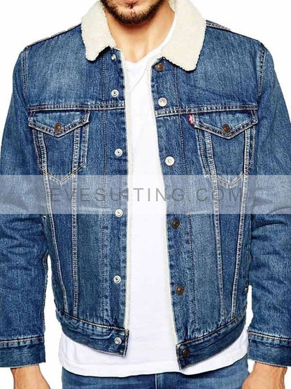 Riverdale Cole Sprouse Shearling Blue Denim Jacket For Men's 