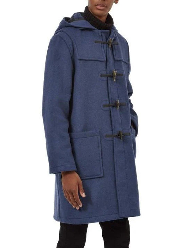 Men's Royal Blue Wool Duffle Coat