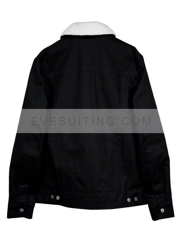 Men's Shearling Black Denim Jacket