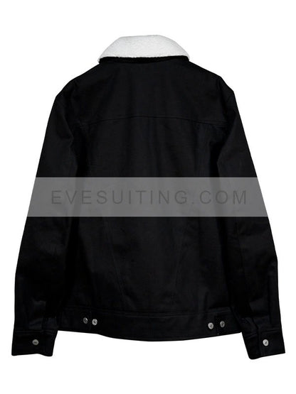 Men's Shearling Black Denim Jacket