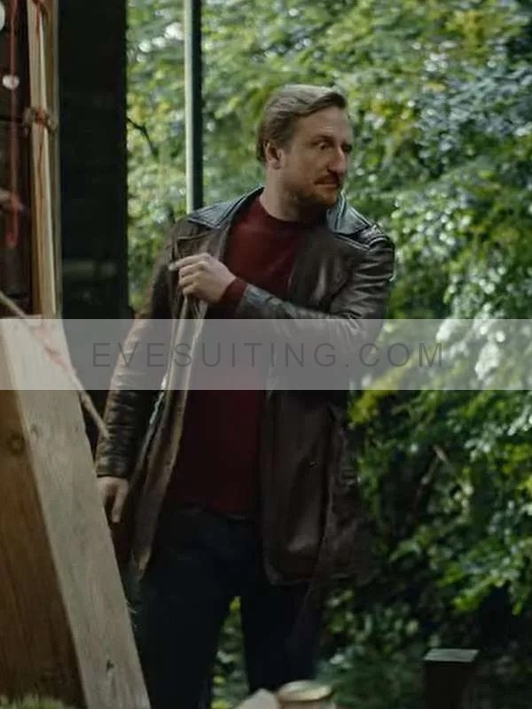 Michael Kranz TV Series The Signal 2024 Gregor Brown Belted Leather Coat